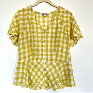Nanette Lepore Gingham Check Blouse Size Small NWOT